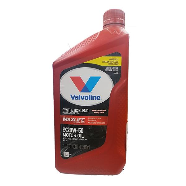 Valvoline 20W50 MaxLife High Mileage Motor Oil 1qt (822381