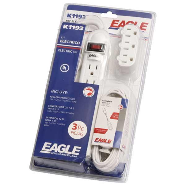 KIT ELÉCTRICO #K1193 REGLETA + EXTENSIÓN + CONVERTIDOR DE 1 A 3 