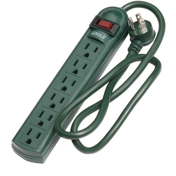 REGLETA 6 SALIDAS VERDE 15A-125V 1135