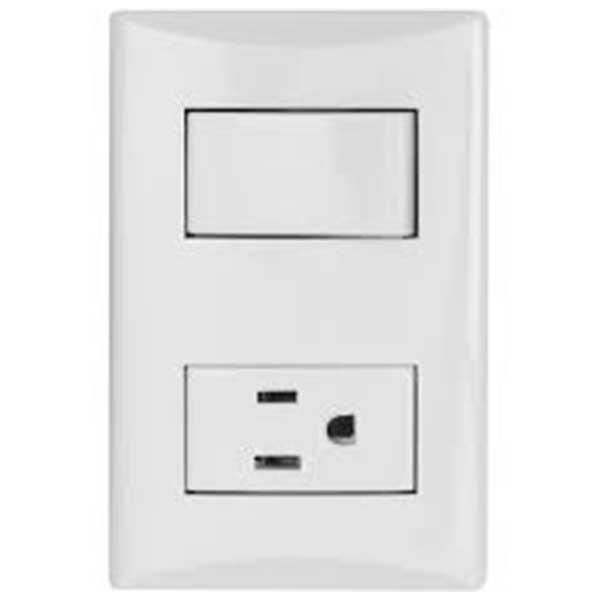 APAGADOR SENCILLO CON TOMA BLANCO 1006W