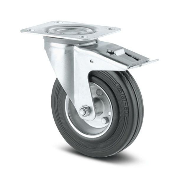 RUEDA GIRATORIA CON FRENO NEG IND 80MM 50KG #T03101