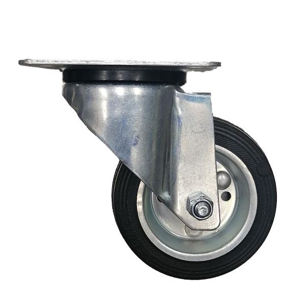 RUEDA NEGRA GIRATORIA PLATA 100MM 75490