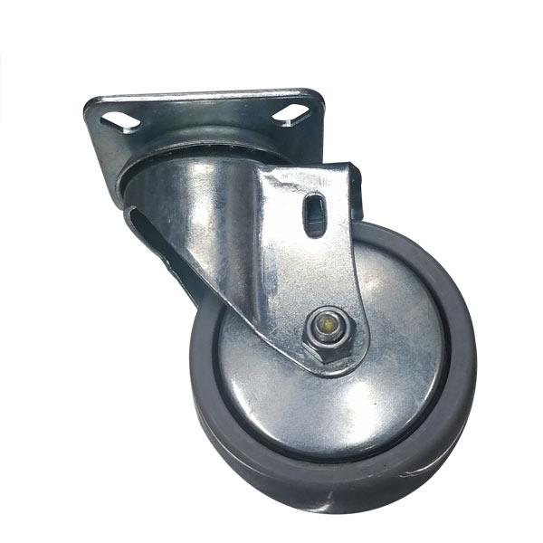 RUEDA POLIURETANO GRIS GIRATORIA PLATA 60MM 17107