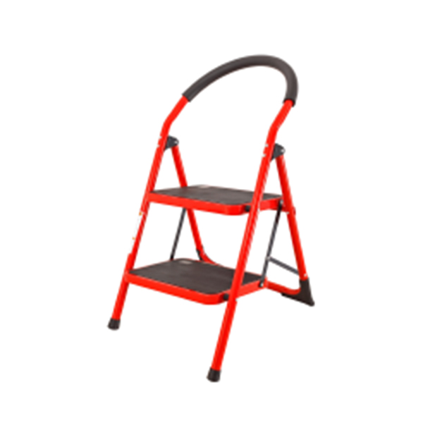 ESCALERA TUBO REDONDO 2 PELDAÑOS ROJA 150KG #DLS202