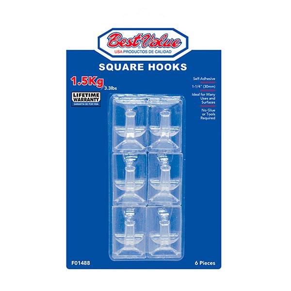 GANCHO ADHESIVO 6 PIEZAS PARA CUADRO TRANSPARENTE F01488