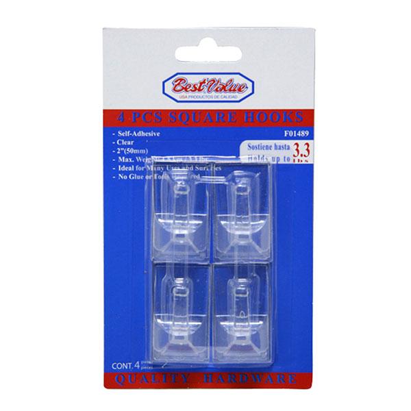 GANCHO ADHESIVO 4 PIEZAS PARA CUADRO TRANSPARENTE F01489
