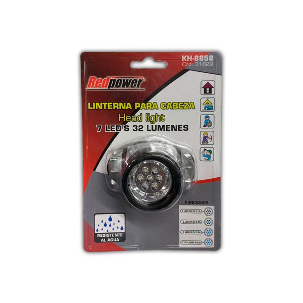 LINTERNA PARA CABEZA 7 LED BATERÍA AAA RED POWER