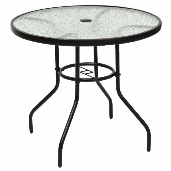 MESA EXTERIOR METAL/VIDRIO REDONDA 80X80X71