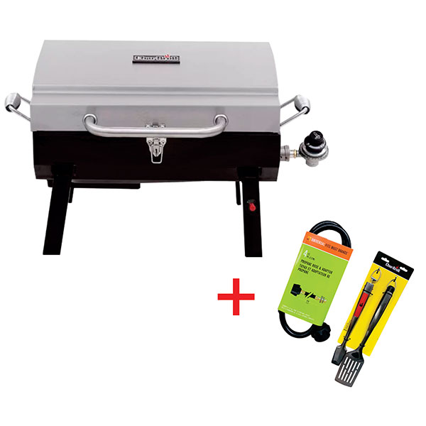 COMBO PARRILLA PORTATIL PREMIUM + ESPATULA + ADAPTADOR 20 LIBRAS