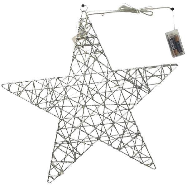 ESTRELLA PLATA CON LUZ A BATERÍA
