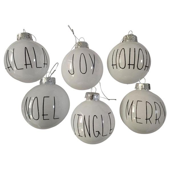 JUEGO BOLAS BLANCAS LETRAS 6 PIEZAS 16X8X24 CM