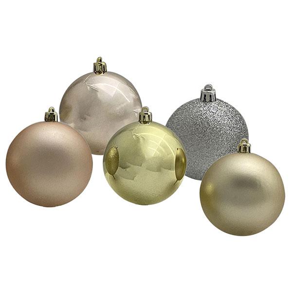 JUEGO BOLAS DECORADAS PLATEADAS DORADA 6 PIEZAS 100MM 10.2X10.2