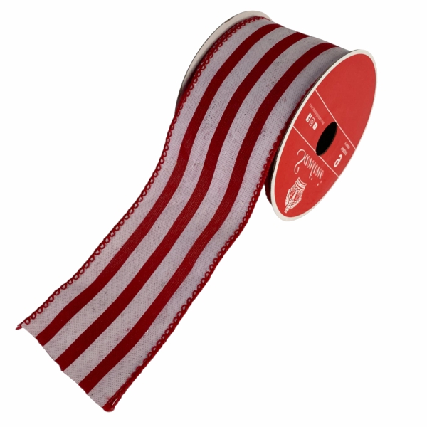 CINTA RAYAS BLANCAS /ROJO  8X8X6.8CM 8X8X6.80CM