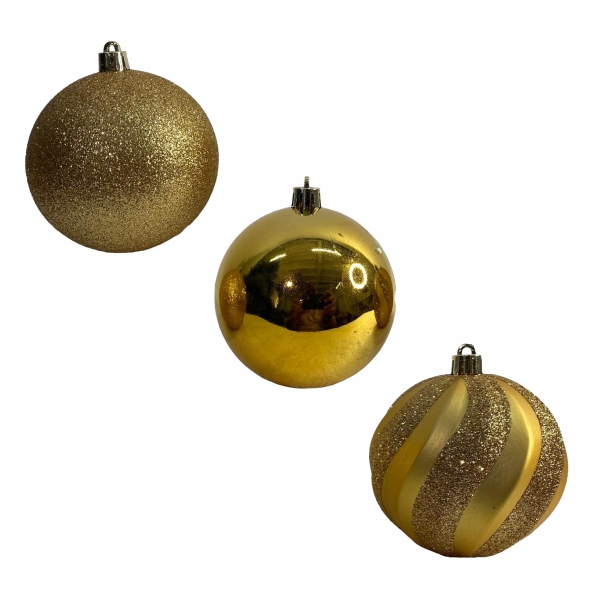 JUEGO BOLA DORADAS DECORADAS  10PZ 0ML 8.2X8.