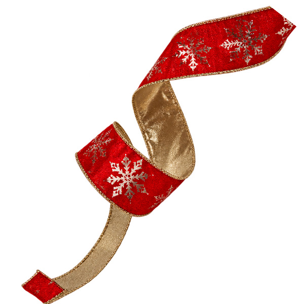 CINTA 9 YARDS ROJO CON COPOS NIEVE DORADO