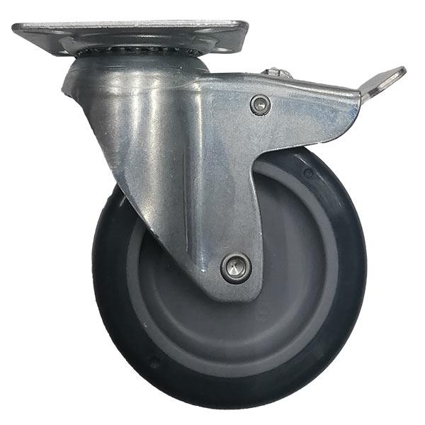 RUEDA GRIS GIRATORIA CON FRENO PARA MUEBLE 75MM