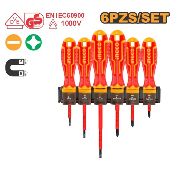 JUEGO 6 PIEZAS DESTORNILLADORES 1000V PLANO-PHILLIPS HKISD0608