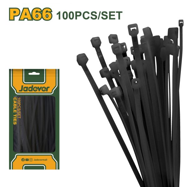 AMARRAS PLÁSTICAS NEGRAS 3.6MMX20CM 100PZS JDTEB520036