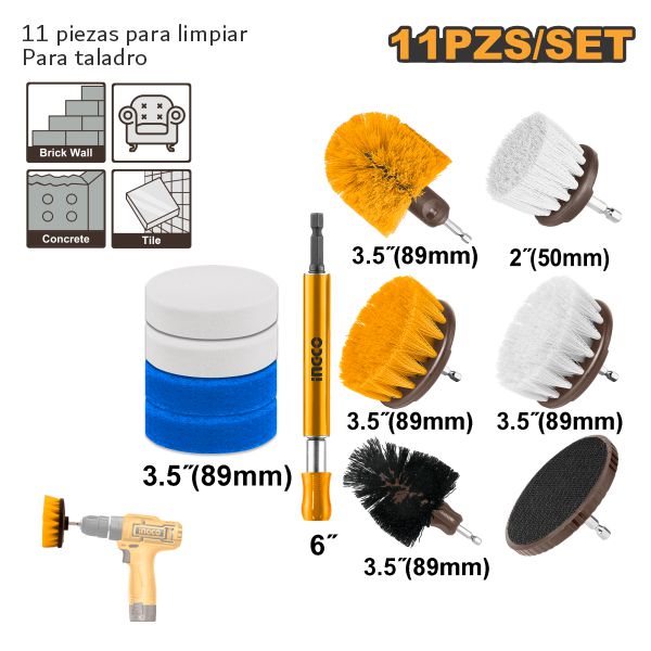 SET 11 PIEZAS CEPILLOS LIMPIEZAS PARA TALADRO WCB1101
