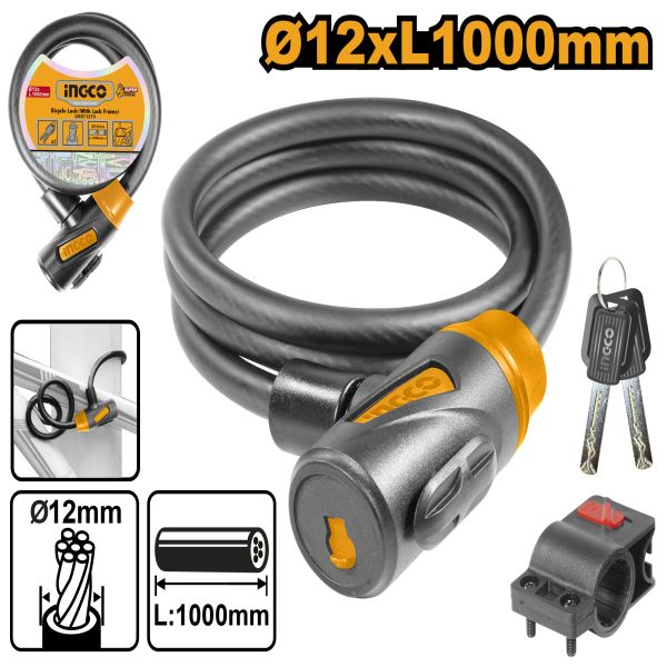 CANDADO CABLE PARA BICICLETA 12MMX1M DBK11210