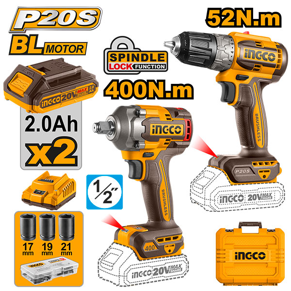 TALADRO 3/8 20V + LLAVE DE IMPACTO 1/2 400NM UCKLI20271