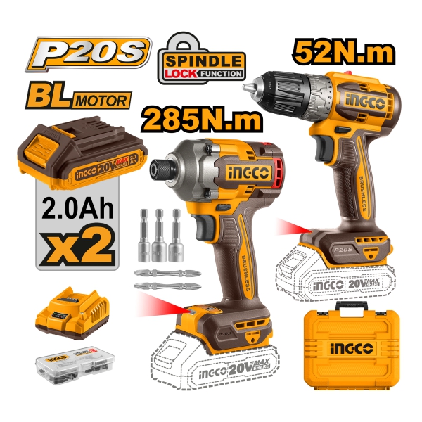 KIT TALADRO 3/8+ATORNILL 1/4 20V UCKLI20272