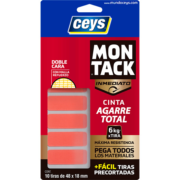CINTA MONTACK 10 TIRAS 48X18MM PRECORTE 507207