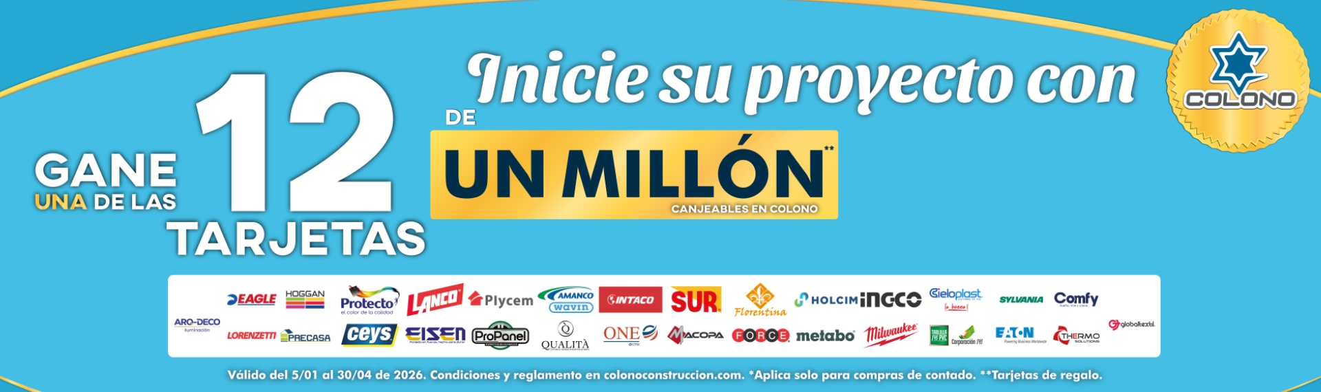PROMO 12 tarjetas de 1 millón de colones